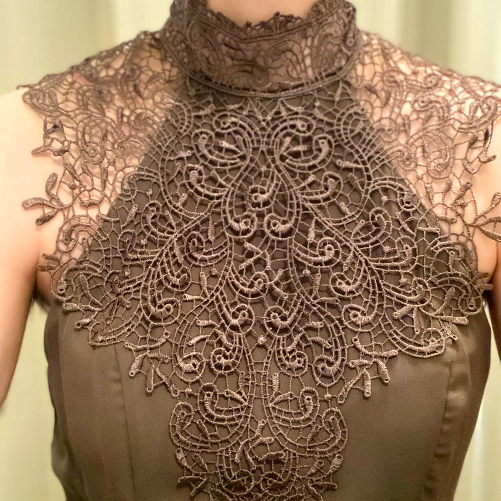 Green high neck dress